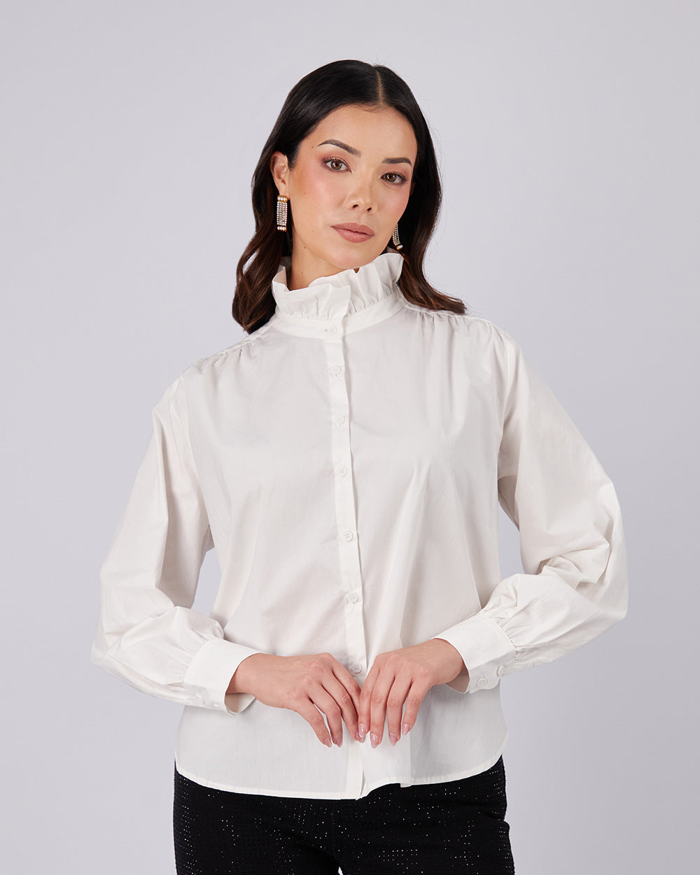 White High-Neck Blouse