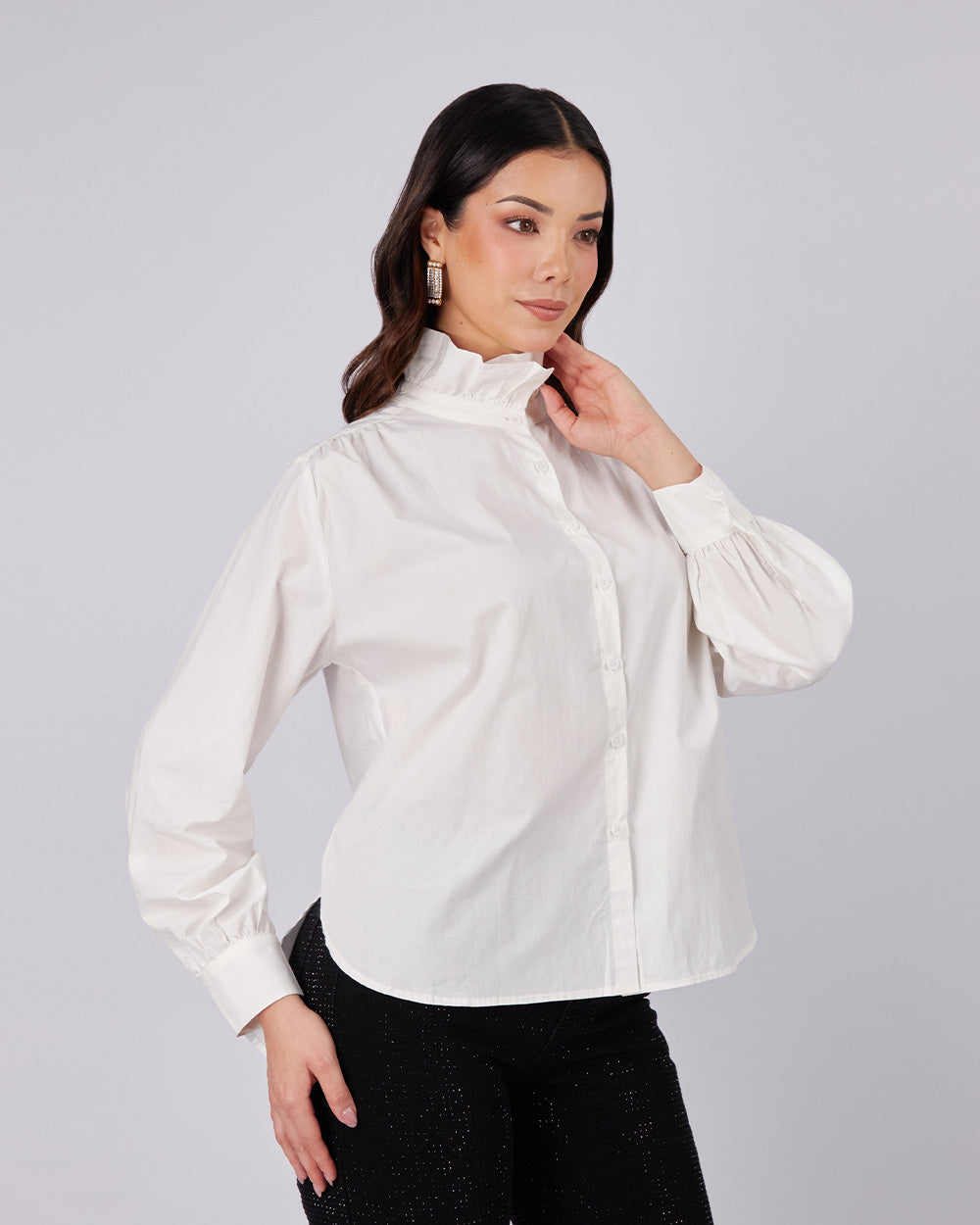 White High-Neck Blouse