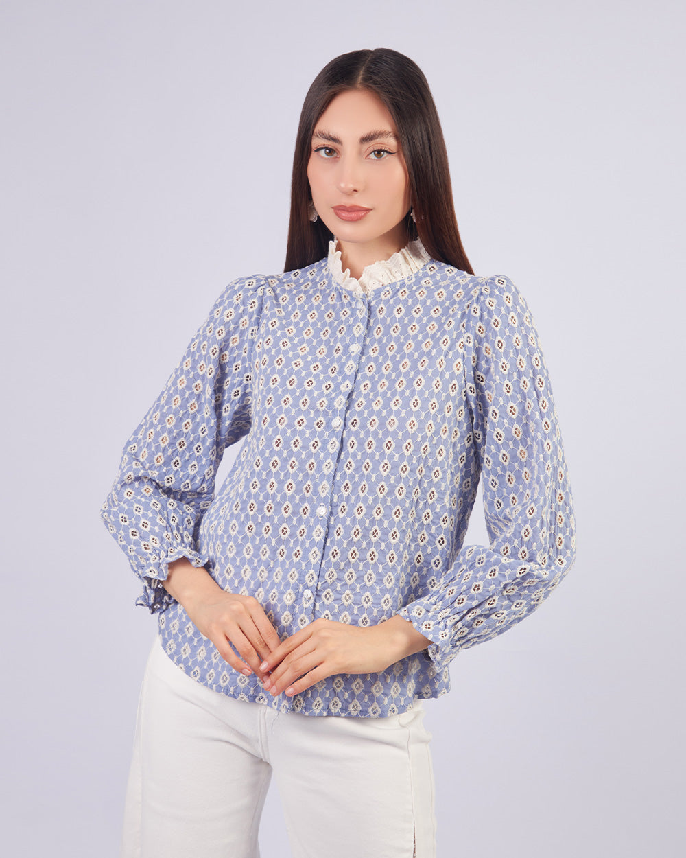 Light Blue Brocade Blouse