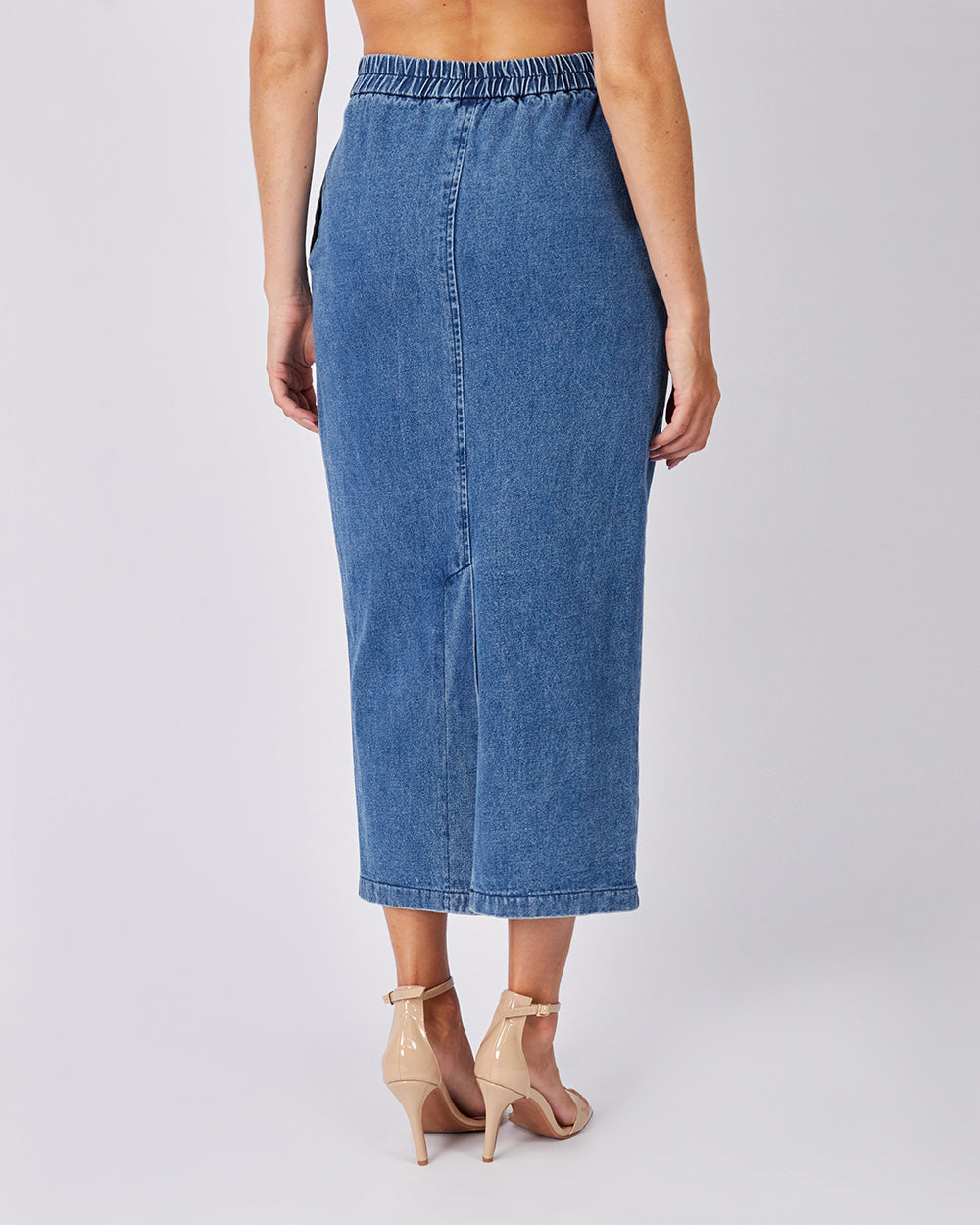 Blue Denim Skirt Rhinestones