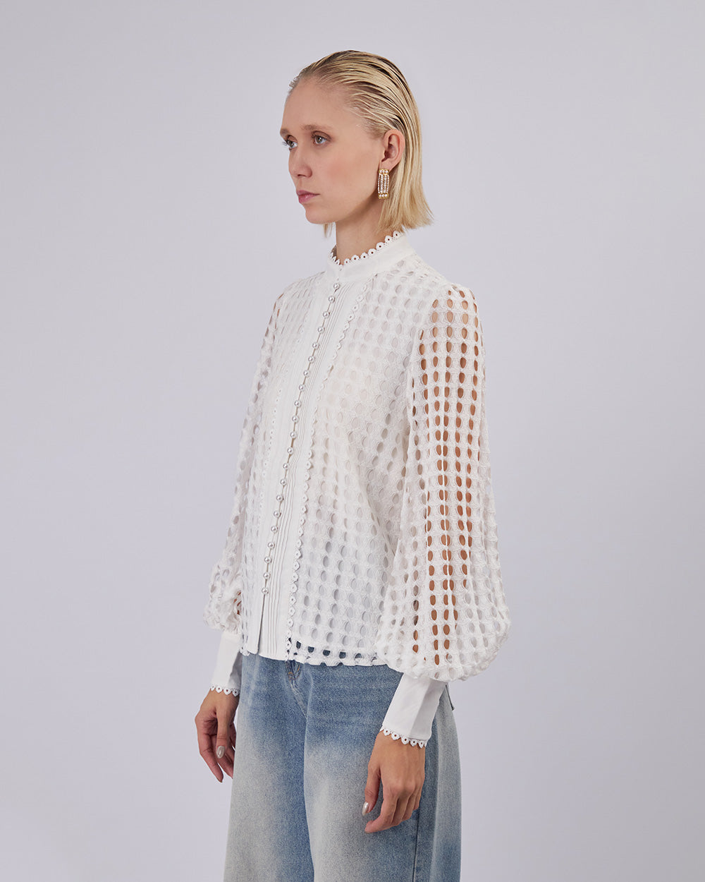 White Blouse Neru Collar