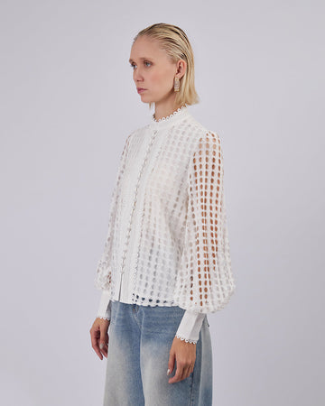 White Blouse Neru Collar