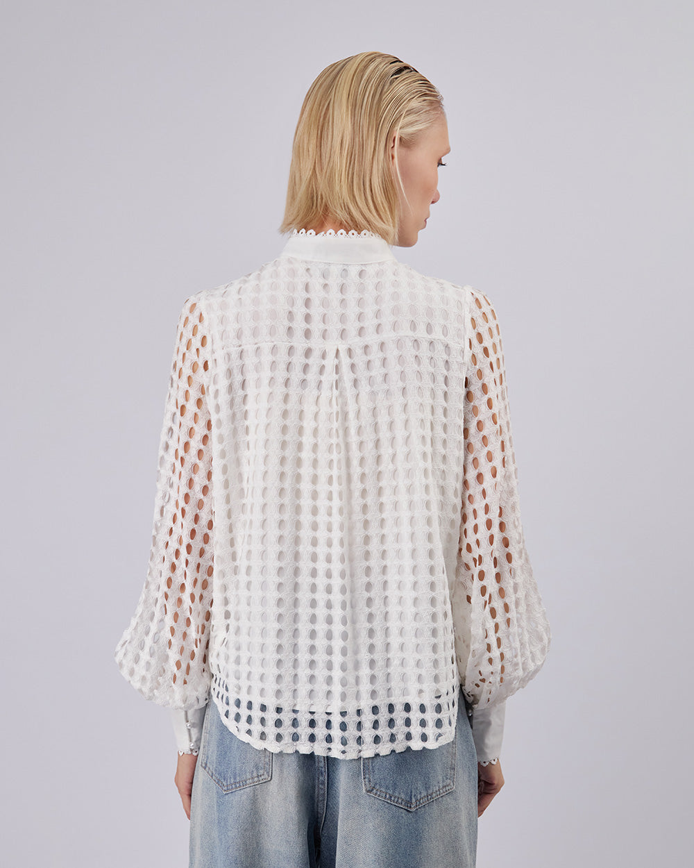 White Blouse Neru Collar
