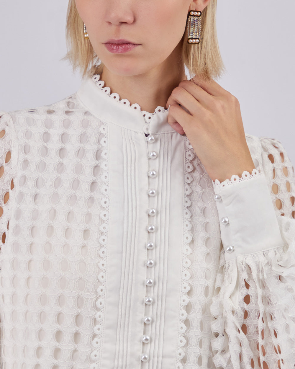 White Blouse Neru Collar