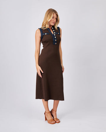 Brown Ribbed Long Dress