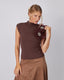Brown Scalloped Knit Top