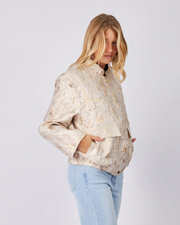 Beige Jacket Gold Floral Print
