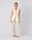 Cream Knitted Vest Tailo Style
