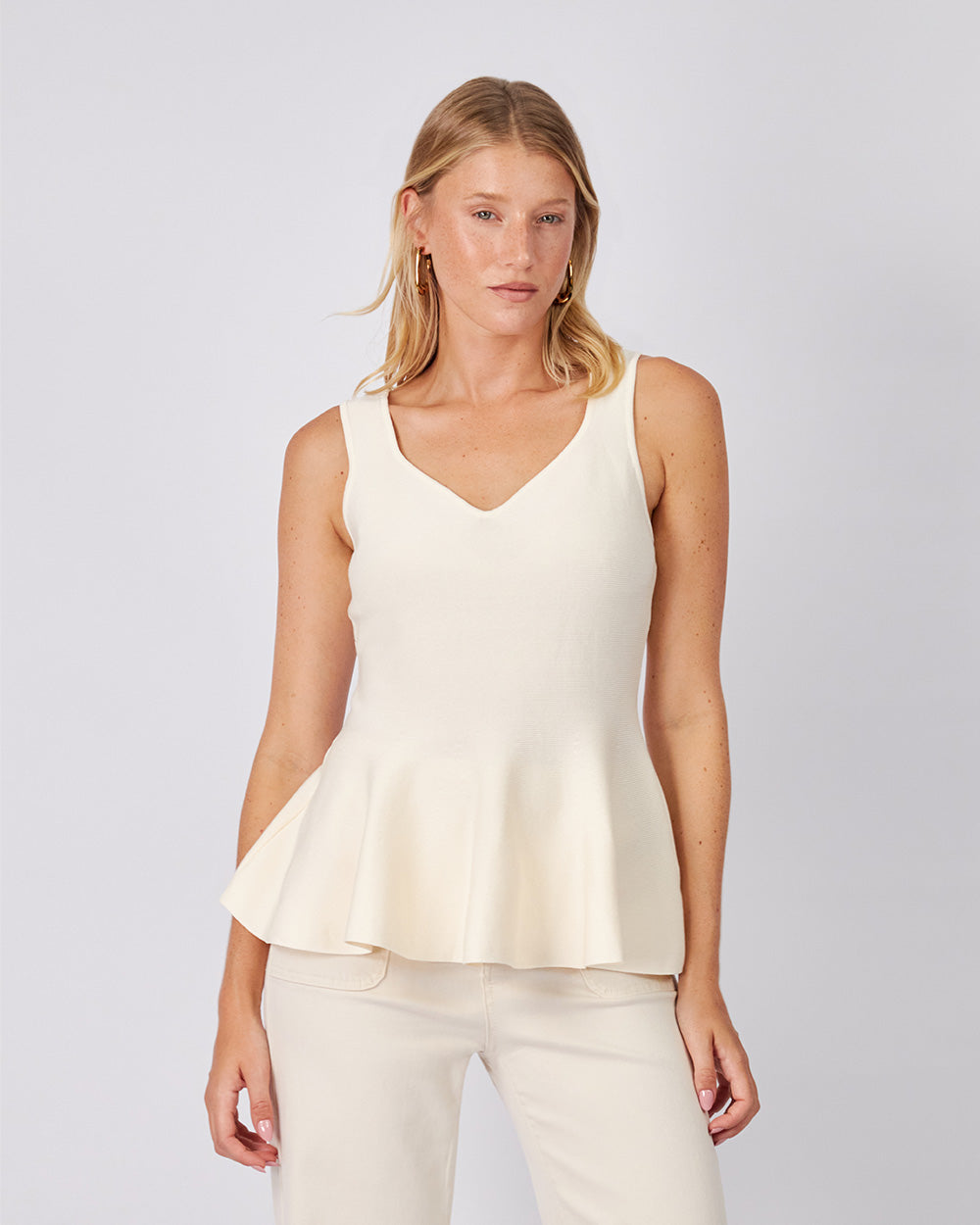 Cream Top Peplum Style