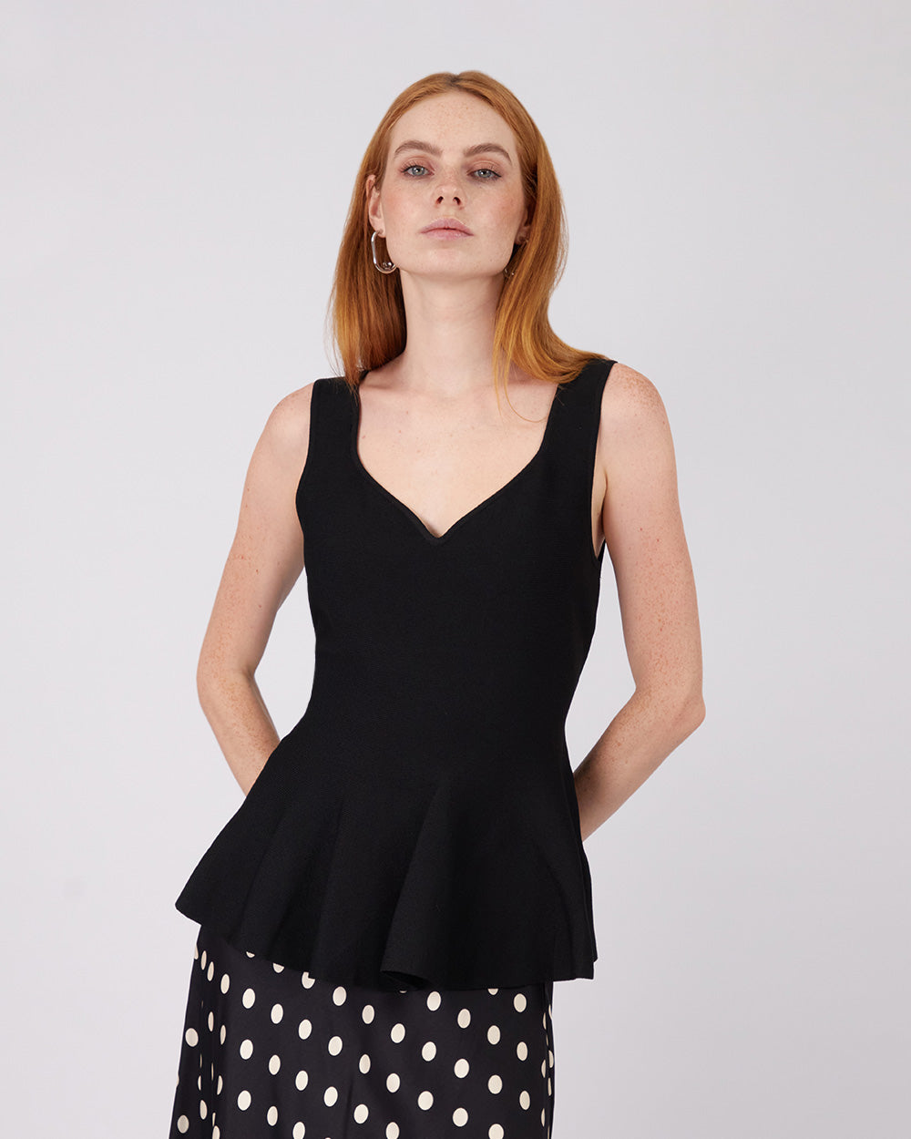 Black Peplum Knit Top