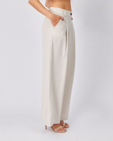 Beige Pants Elastic Waist