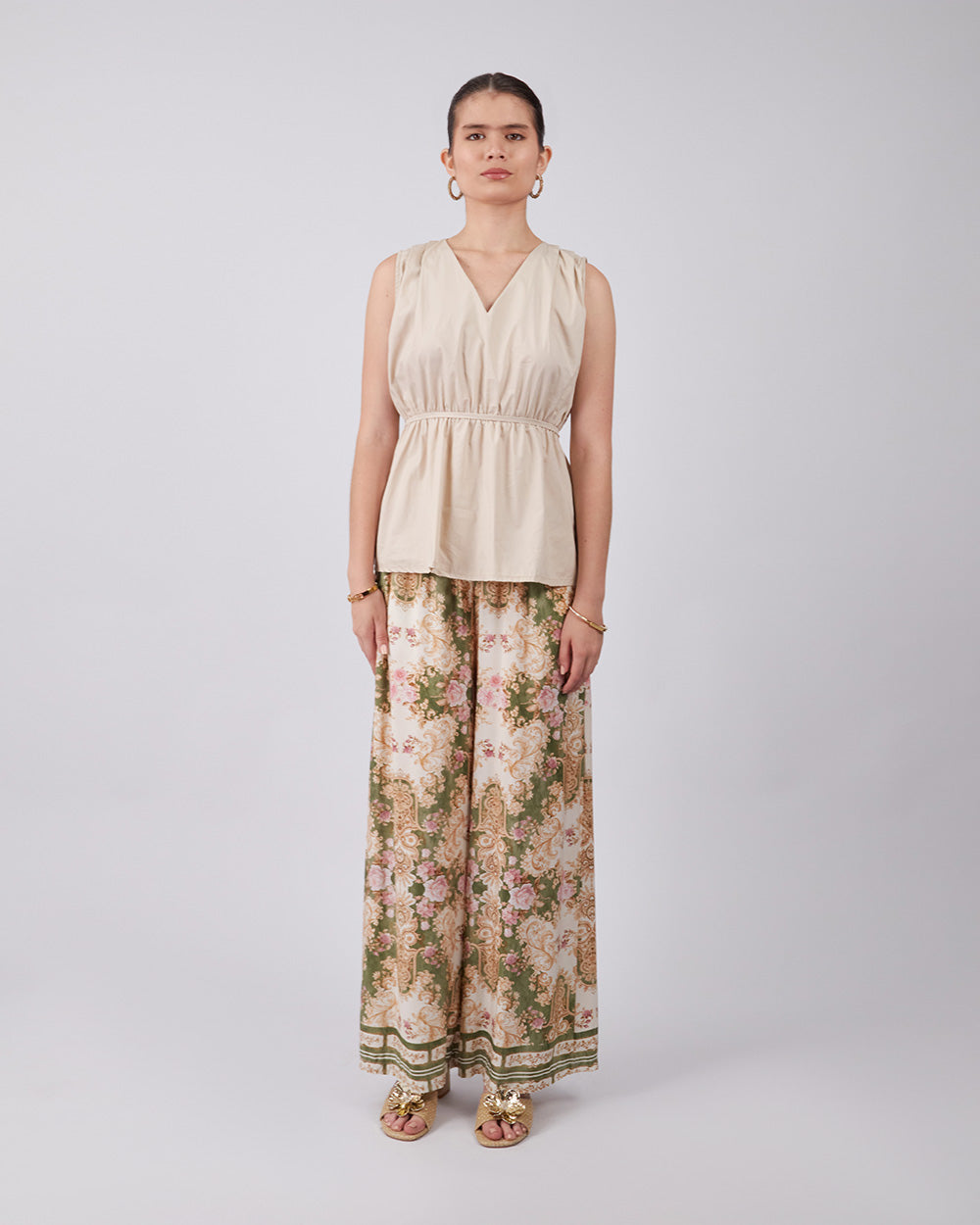 Green Pants With Green Flowers