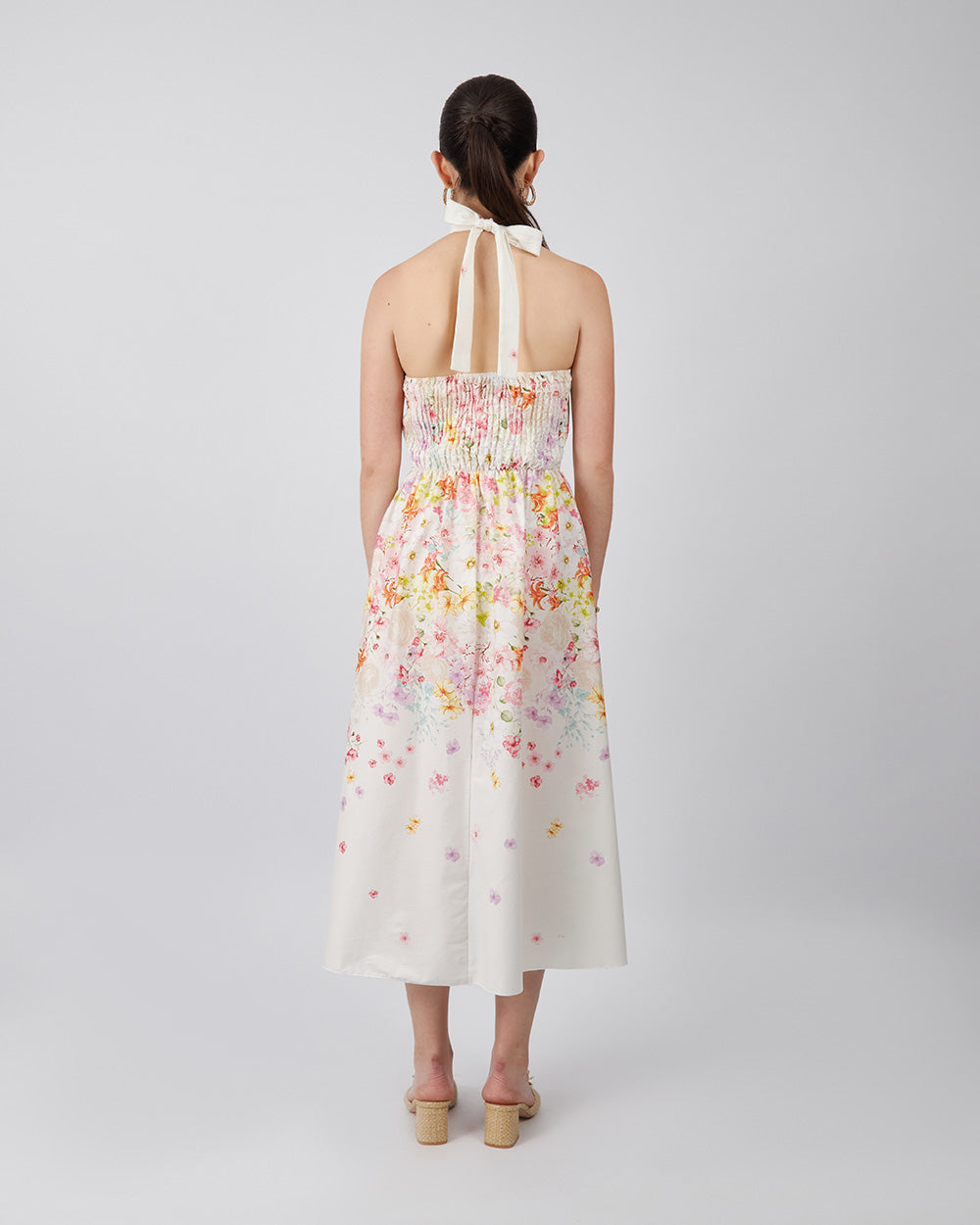 Floral Dress With Tie Neck