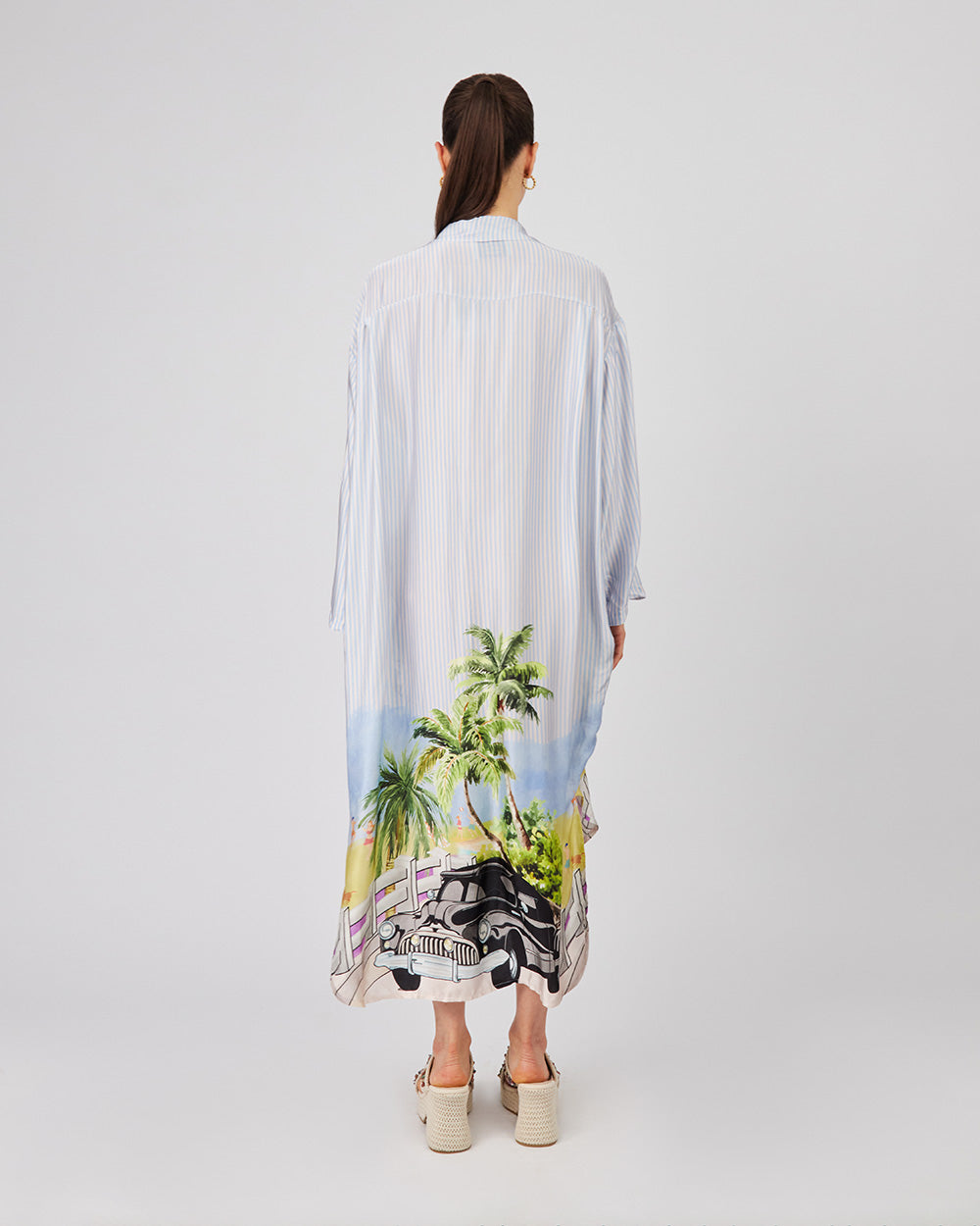 Light Blue Striped Shirt Dress