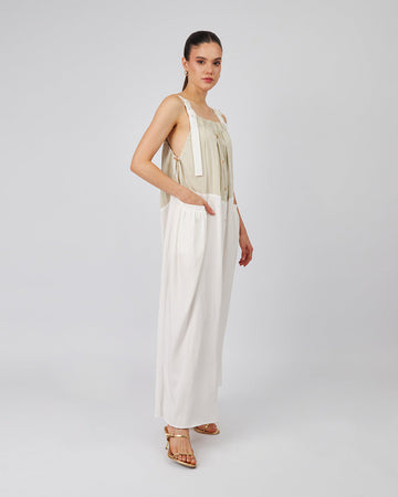 Sand And White Strappy Dress