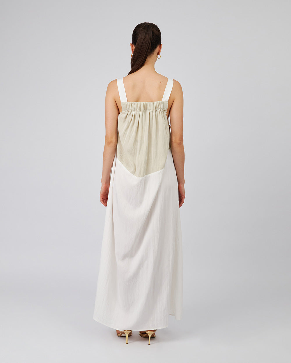 Sand And White Strappy Dress