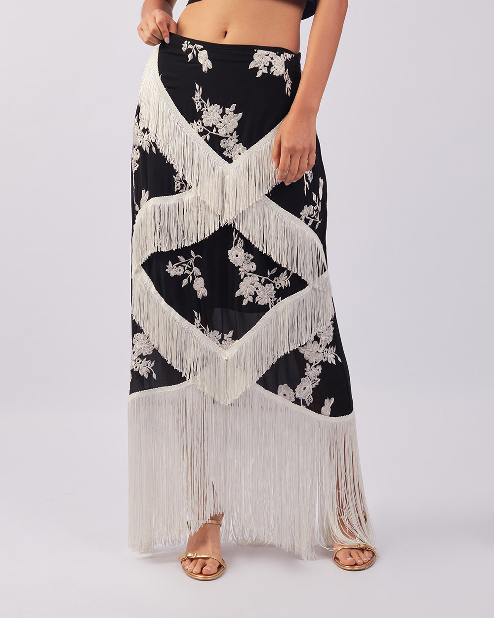 Black Floral Fringe
