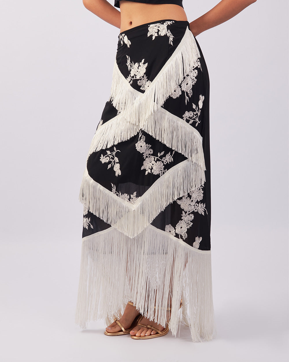 Black Floral Fringe