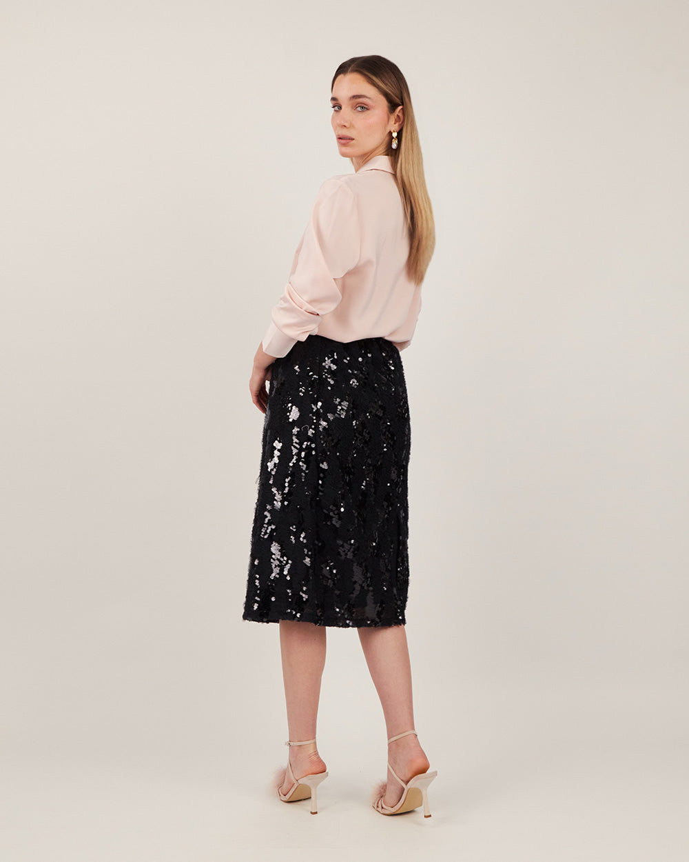 Black Organza Sequin Skirt