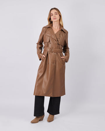 Long Brown Trench Coat Belt