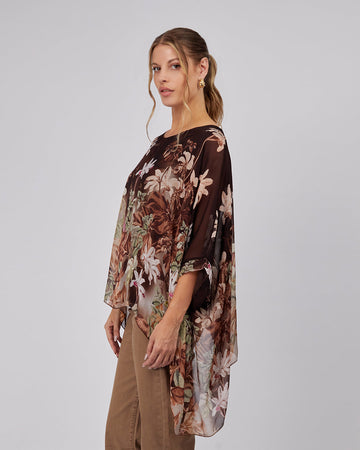 Brown Blouse Floral Print
