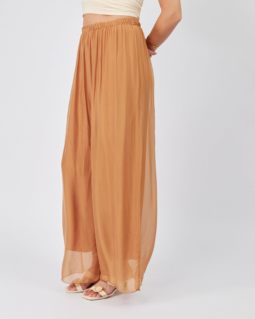 Camel Pants With Elastic Waist