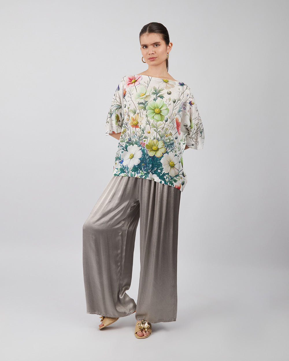 Loose-Fitting Silver Pants