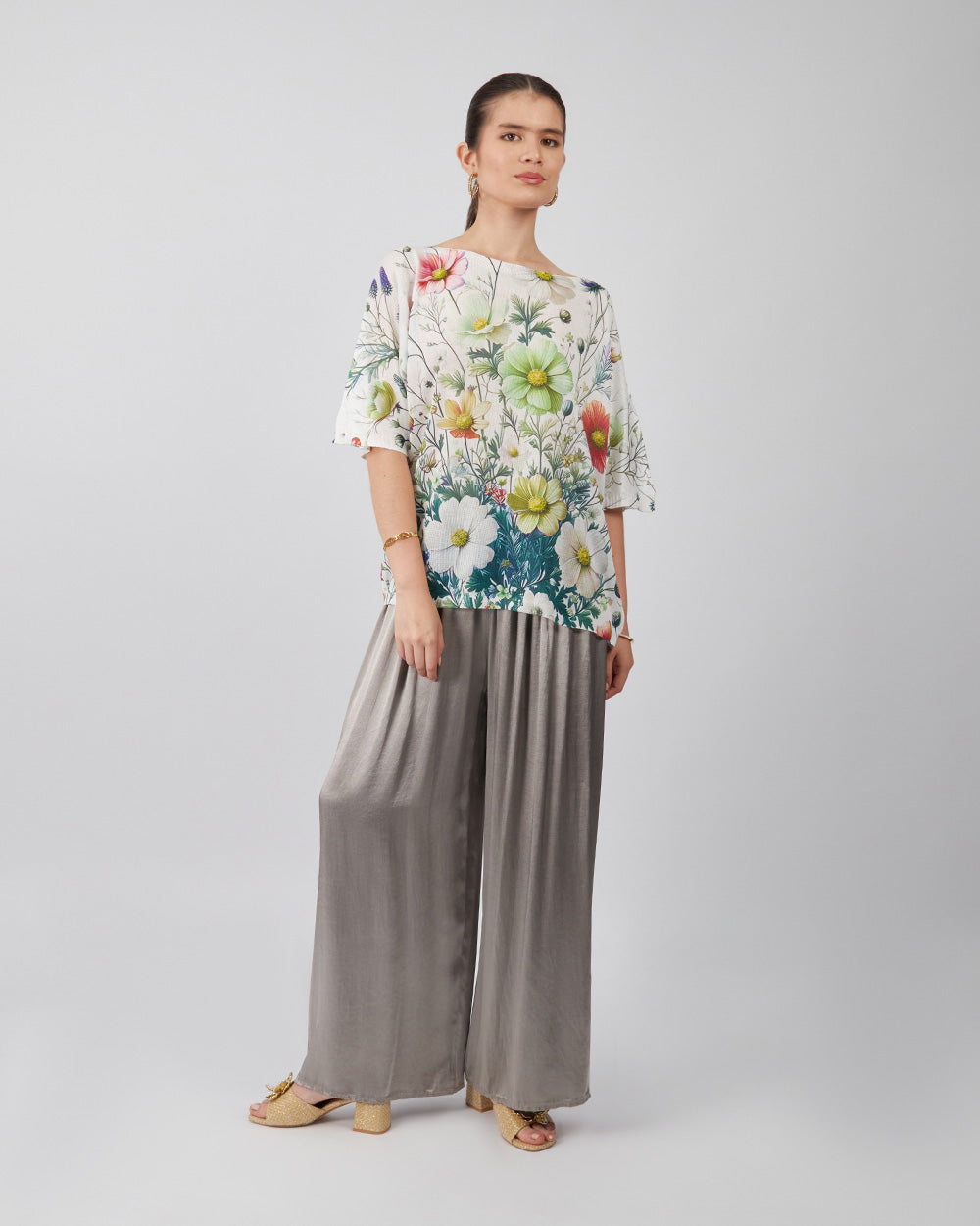 Loose-Fitting Silver Pants