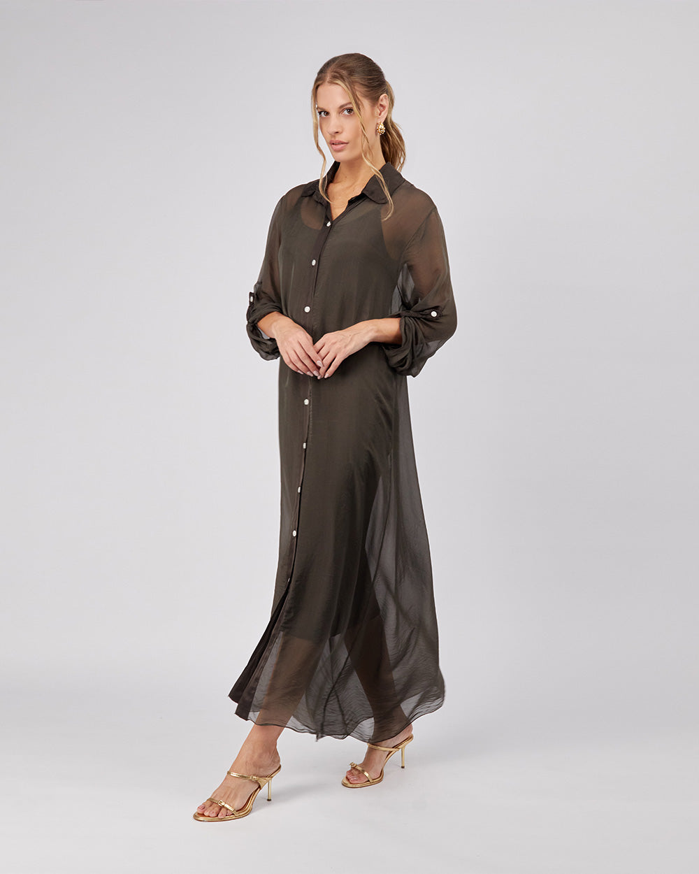 Iridescent Green Shirt Dress