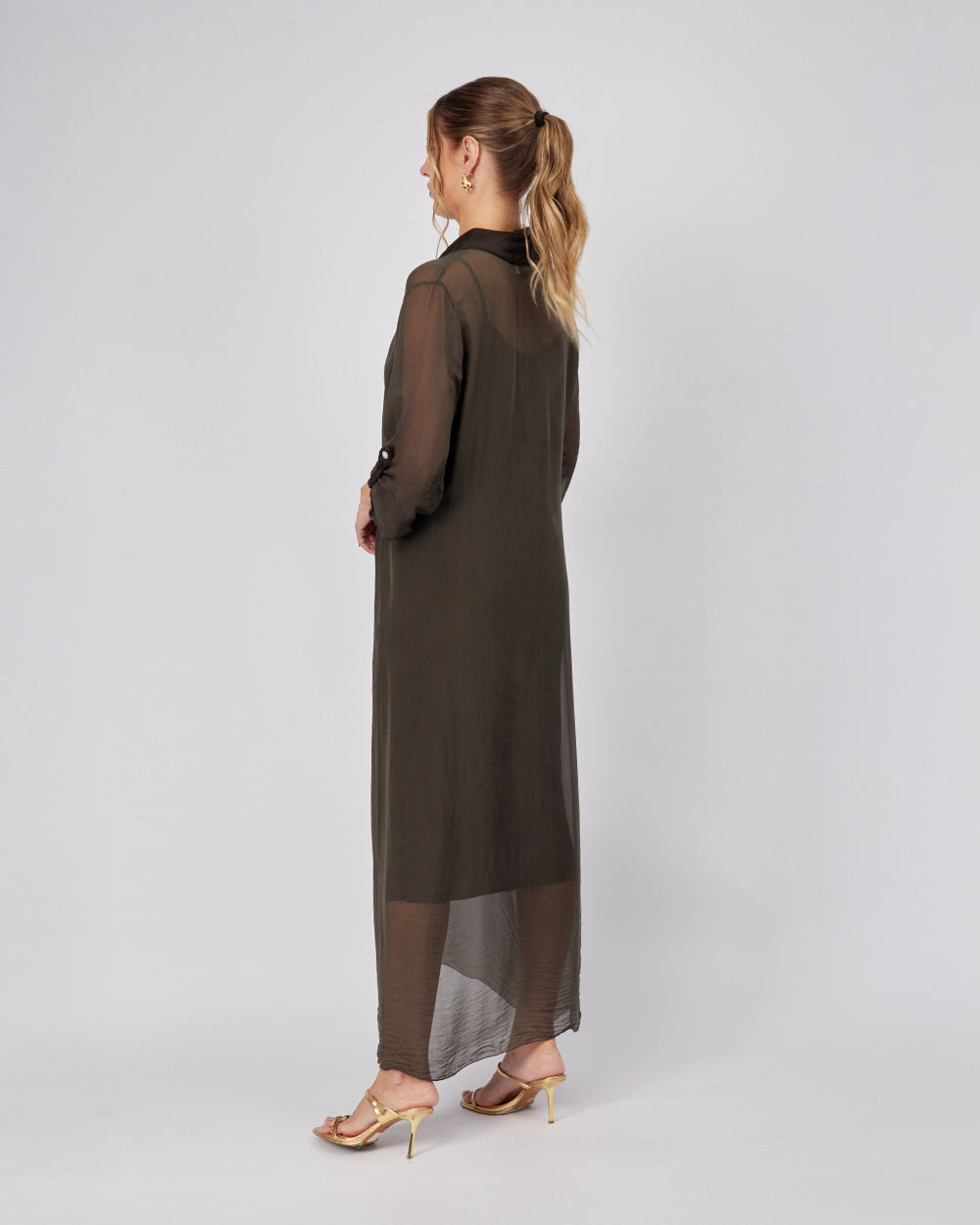 Iridescent Green Shirt Dress