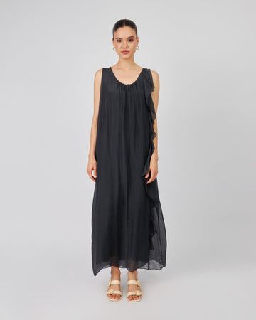 Gray Dress Ruffles And Lining