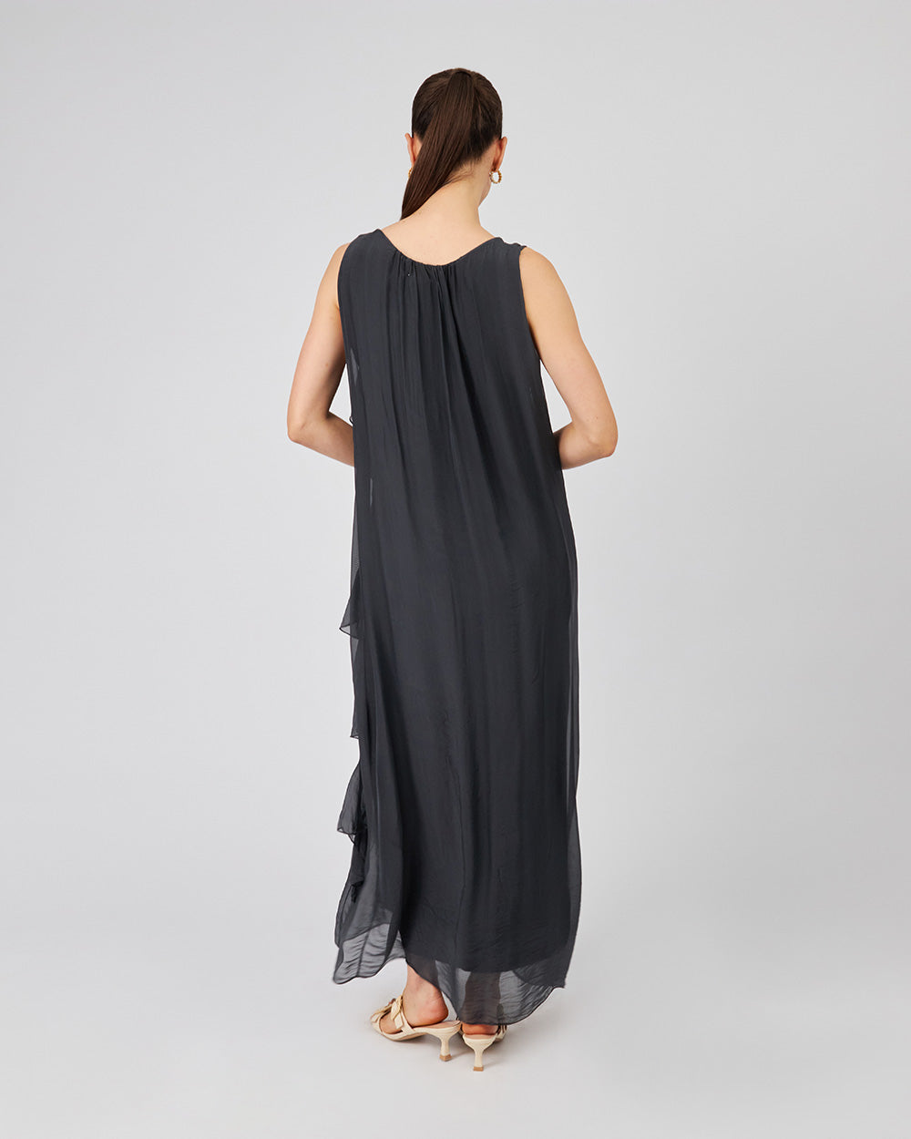 Gray Dress Ruffles And Lining