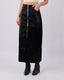 Long Black Leather-Effect Skirt