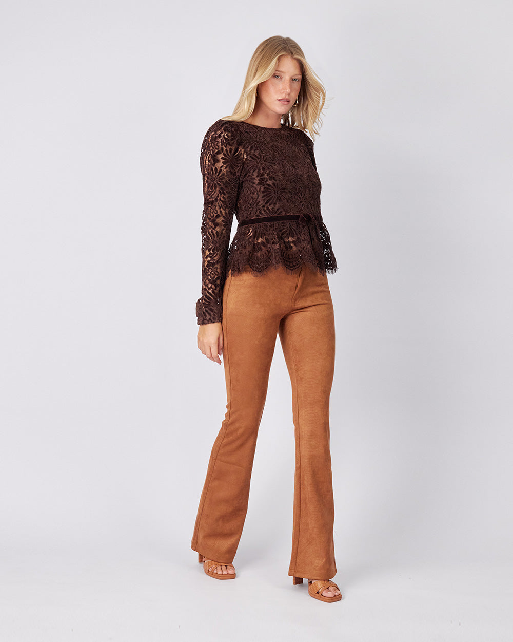 Chocolate Lace Blouse Bow