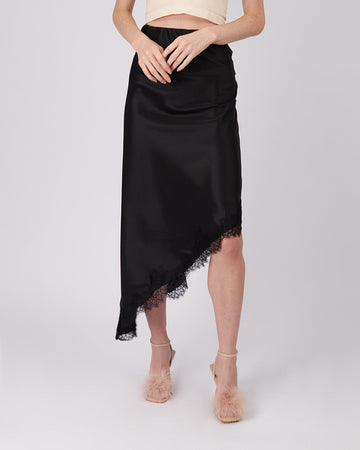 Black Skirt Diagonal Cut