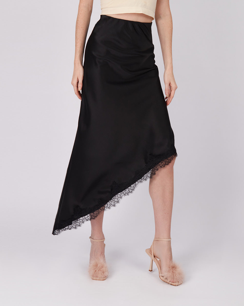 Black Skirt Diagonal Cut