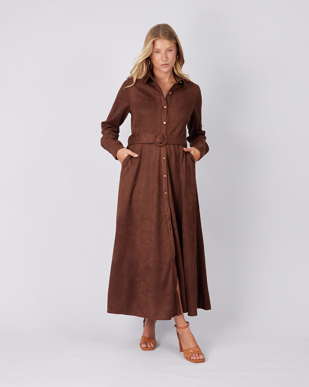 Chocolate Shirt Dress And Belt