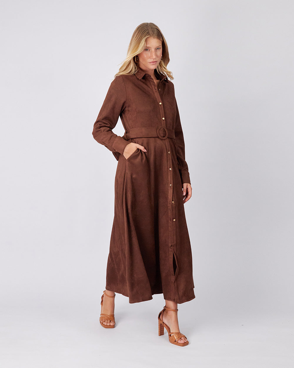 Chocolate Shirt Dress And Belt