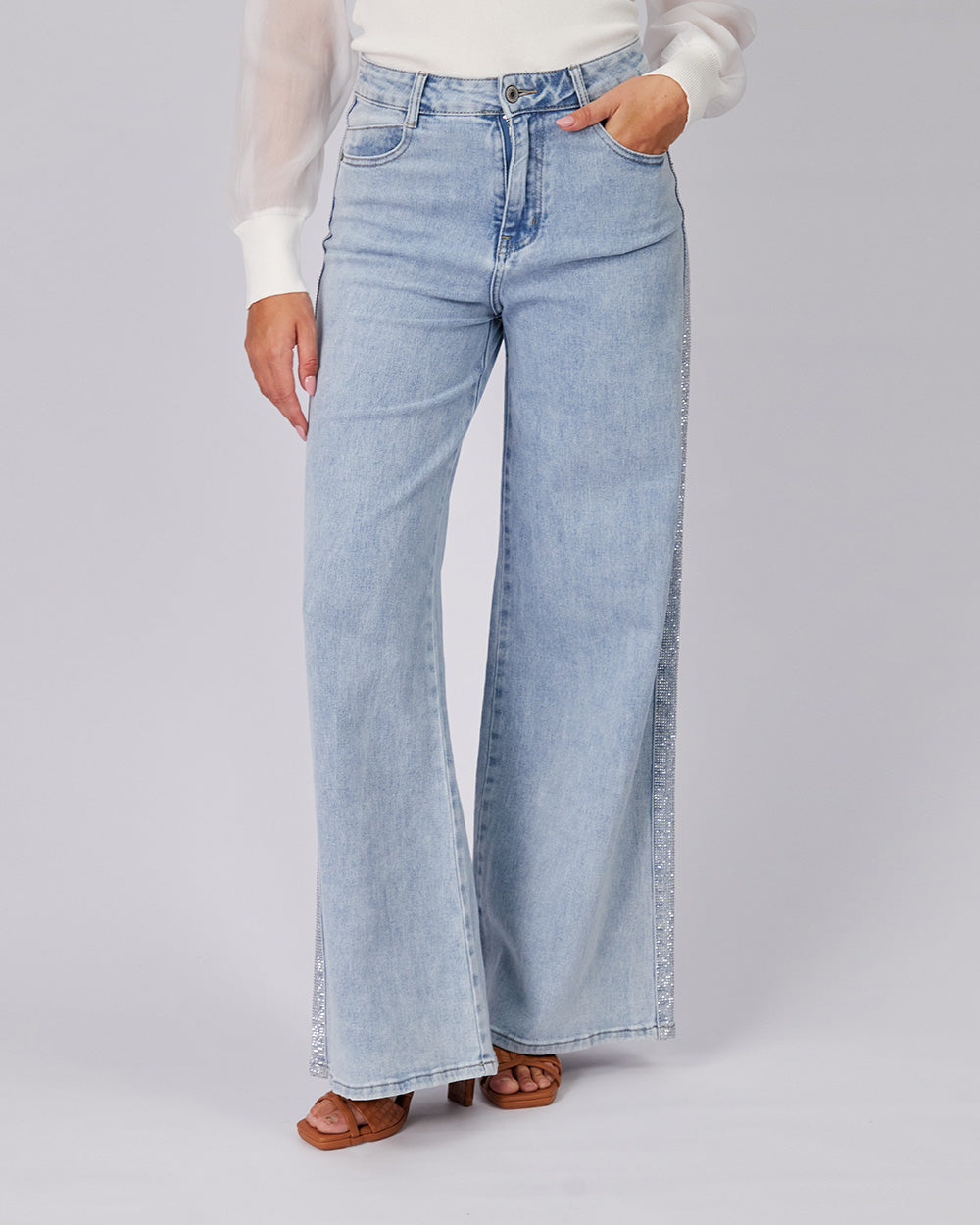 Light Blue Denim Sparkle Pants