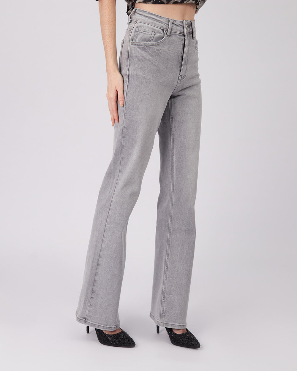 Grey Denim Straight Leg Pant