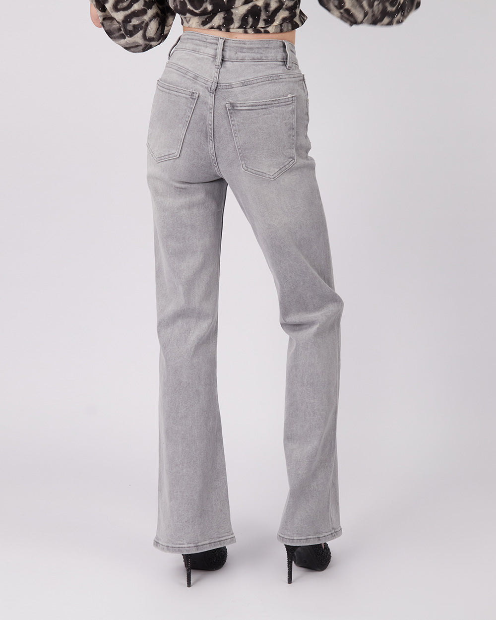 Grey Denim Straight Leg Pant