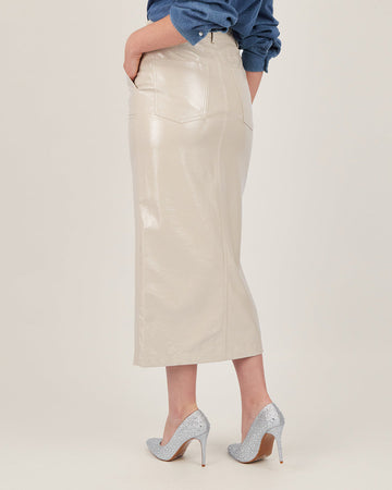Ivory Vegan Leather Maxi Skirt