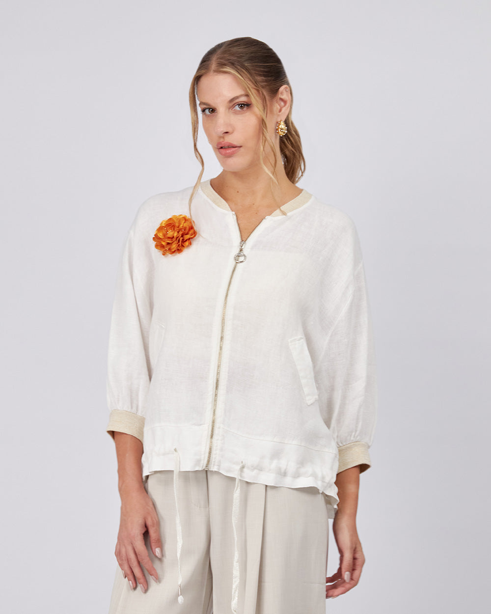 Adjustable Cream Jacket Zipper