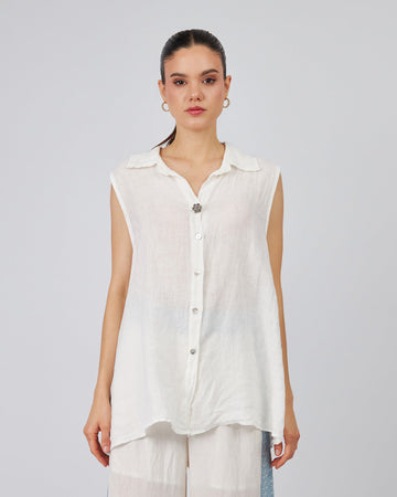 White Blouse  Waist Tie