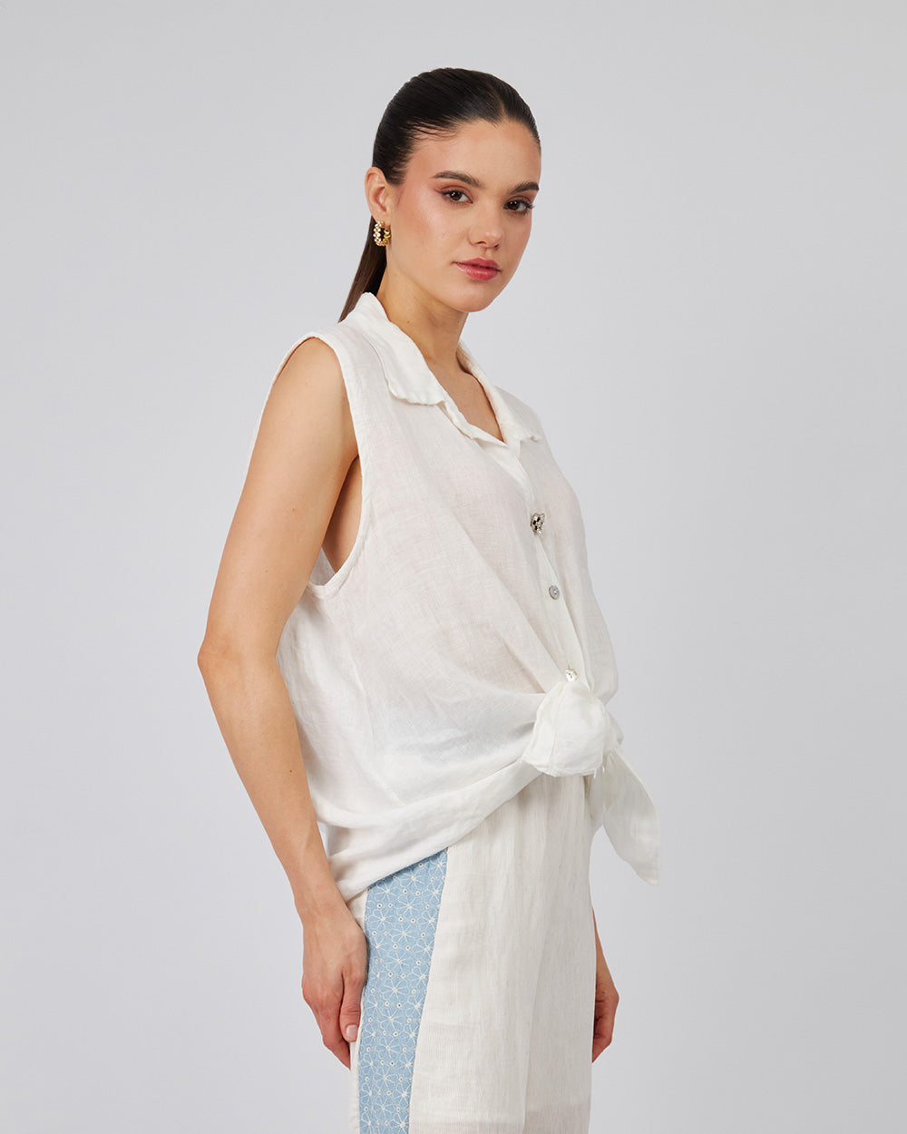 White Blouse  Waist Tie