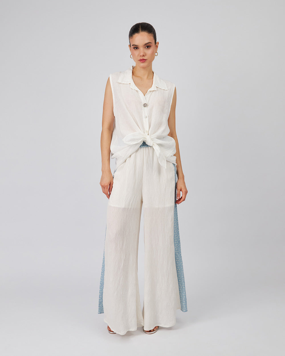 White Blouse  Waist Tie