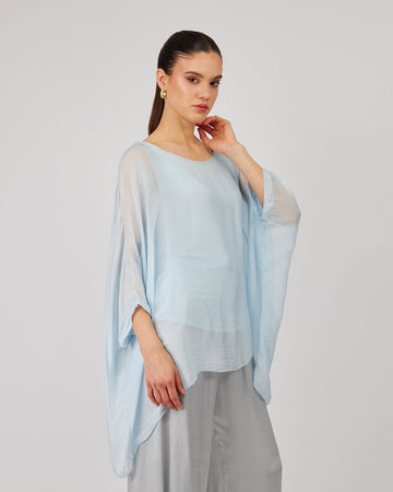 Light Blue Blouse Wide Sleeves