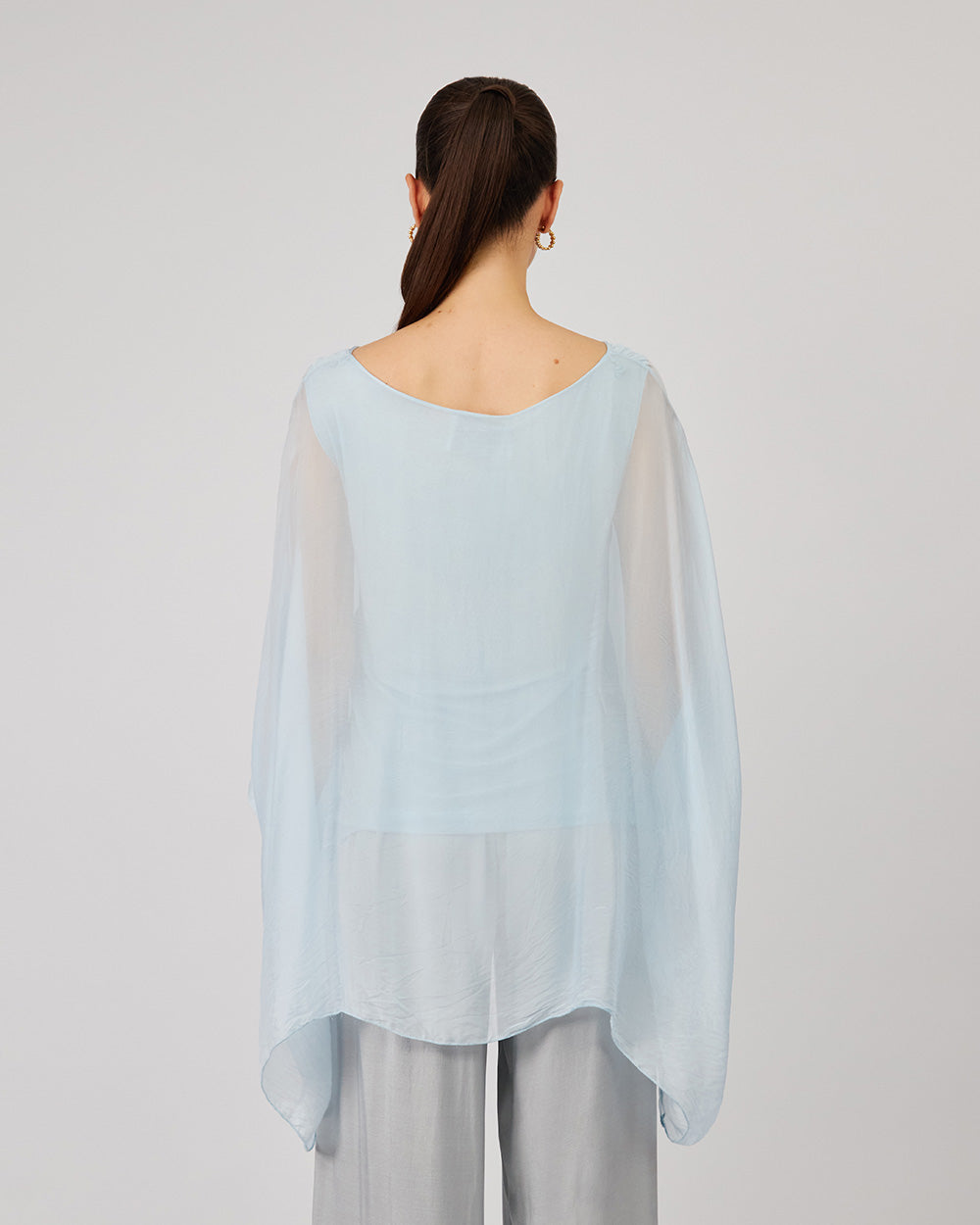 Light Blue Blouse Wide Sleeves