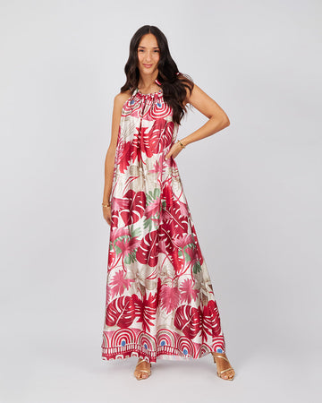 Cream Dress Burgundy Flowers