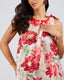 Cream Dress Red Flowers